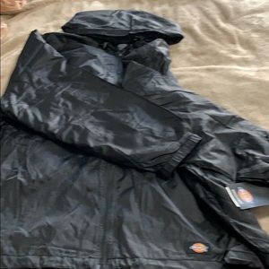 Dickies black, hooded, fleece-lined jacket.  NWT
